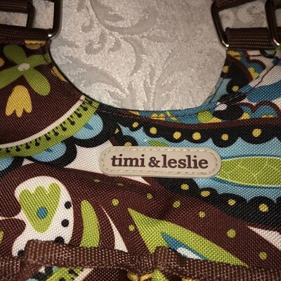 Timi & Leslie дизайнер подгузники сумка прогулочная коляска сумка с короткими ручками коричневый зеленый синий пейсли. - Изображение 1 из 4