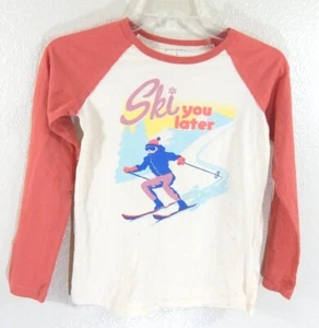Peek Girls Large 10 Graphic Tee Ski You Later Long Sleeve Multicolor EUC - Picture 1 of 3
