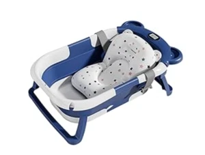 Baby Badewanne Faltbare Neugeborene Dusche Wanne mit Thermometer dunkelblau - Bild 1 von 5