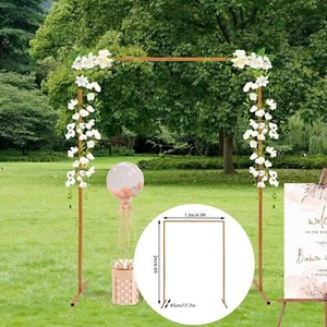 Wedding Arch Rack Rectangular Flower Decor Frame Stand Gold Metal Party Backdrop - Picture 1 of 15