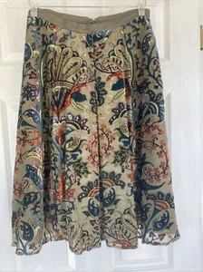EVA FRANCO ANTHROPOLOGIE - Melody Skirt -Green Floral paisley- Size 8 - Picture 1 of 8