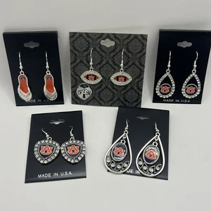 5 Pair Of Auburn Tigers Diamond Shape Earrings By Fth Costume Jewelry - Picture 1 of 7