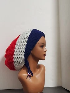 Hecho a mano ajustable ganchillo Tam sombrero rasta con cordón reggae gorro holgado - Imagen 1 de 13
