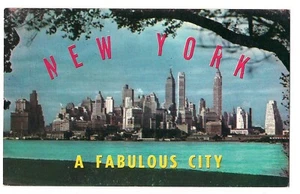 NEW YORK A Fabulous City SKYLINE Buildings Sky Scrapers Postcard NY - Picture 1 of 2