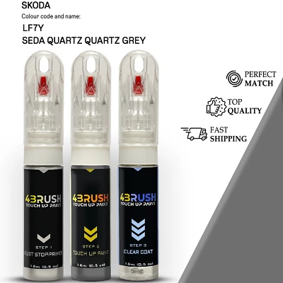 4BRUSH for SKODA LF7Y SEDA QUARTZ/QUARTZ GREY Touch Up Paint Scratch Repair Kit Set Pen