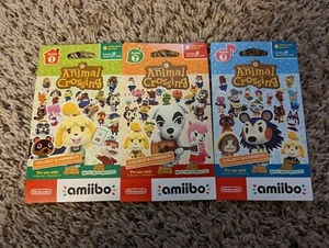Nintendo Animal Crossing Amiibo Cards (Series 1 + 2 + 3) 3 Pack Lot - NEW NICE! - Picture 1 of 2