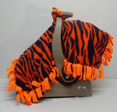  Toldo/tienda/cubierta de asiento de coche de bebé/bebé de lana a rayas naranjas y negras hecha a mano Foto 1 de 4