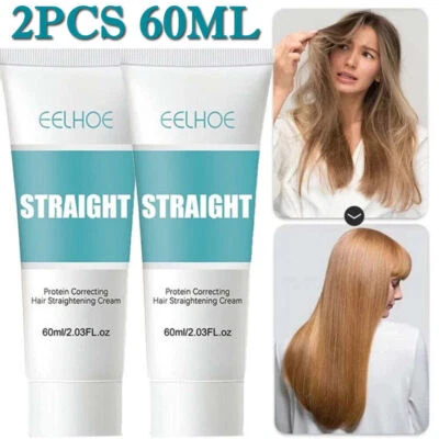 2X Proteína Crema Alisadora de Cabello Brillo de Seda Suave Reparación de Cabello Áspero Liso Foto 1 de 4
