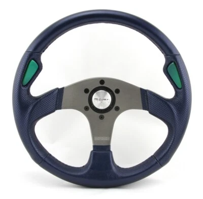 Momo Leder gelocht Sportlenkrad Jet 350mm blau, grün o.Ring steering wheel volan - Bild 1 von 4