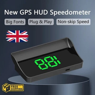 Digital HUD Speedometer KMH Car Head Up Display GPS Speed Meter windscreen - Image 1 of 4