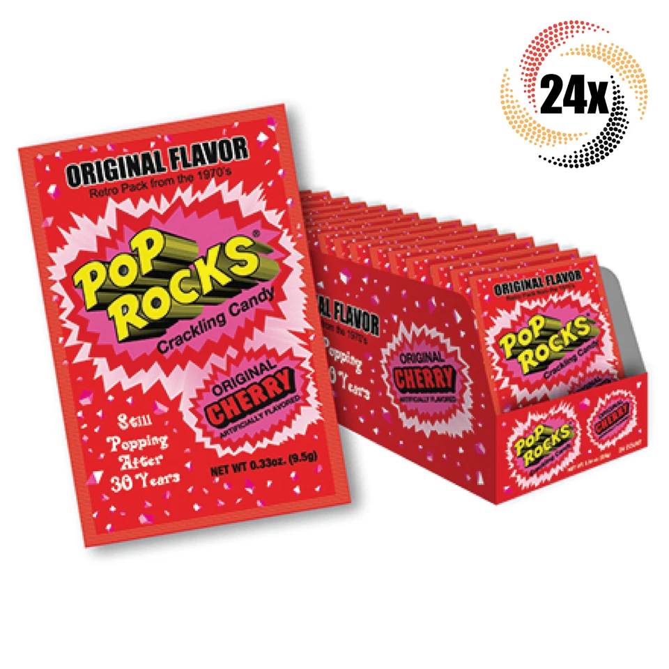 Full Box 24x Packs Pop Rocks Cherry Flavor Popping Candy .33oz Fast Shipping! - Image 1 of 1