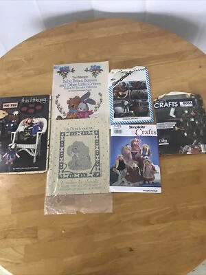 Lot 6 Vintage Sewing Patterns Stuffed Animals Farm Rabbit Bear Dog - Image 1 of 4