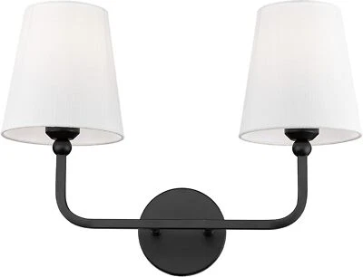 2-Light Bathroom Vanity Light Fixtures in Matte Black 2-Light,  Foto 1 de 4