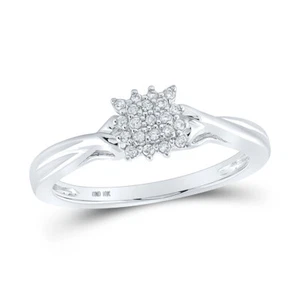 10kt White Gold Womens Round Diamond Cluster Ring 1/10 Cttw - Picture 1 of 1