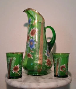 Northwood grün farbig Blumen verziert Limonade Set - Bild 1 von 1