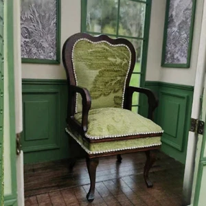 1/6 Scale Dolls House Miniatures Green Furniture Unfinished Single Sofa Vintage* - Picture 1 of 16