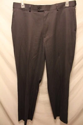 Calça masculina Braggi Louis Raphael 100% poliéster frente plana cinza 36x32 - Imagem 1 de 4