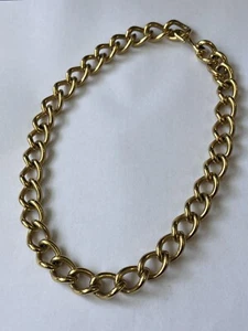 Vintage Monet Gold Tone Curb Link Statement Necklace S Hook 18" - Picture 1 of 10