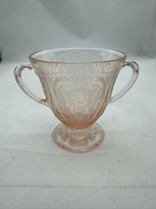 1934- 1941 Vintage Hazel Atlas Pink Royal Lace Depression Glass Open Sugar Bowl - Picture 1 of 11