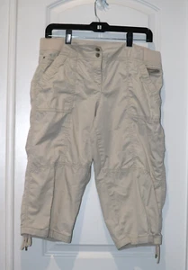 #5 Loft Cargo Capri Pants Size 10 Beige Cotton Solid Calf Length Pockets Marissa - Picture 1 of 4