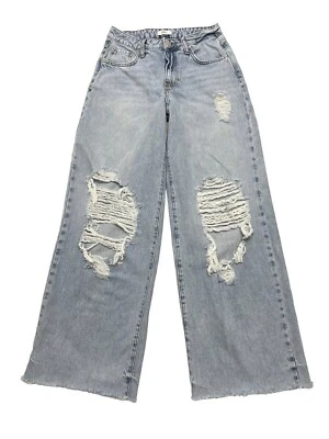 Forever 21 Premium Flare Womens Jeans 24 X 31 Ripped Distressed Raw Hem Baggy - Image 1 of 4
