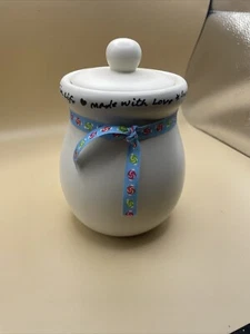 Multipurpose Ceramic Jar W/ Lid ~ Sweet Things In Life, Made With Love 6.25x4.5 - Picture 1 of 7