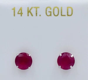 GENUINE 2.16 Cts RUBY STUD EARRINGS 14K WHITE GOLD - Free Certificate Appraisal - Picture 1 of 8