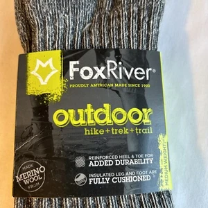 FoxRiver Socks Mens Large 9-11.5 Crew Merino Wool Gray Medium Weight Hike Trek - Picture 1 of 14