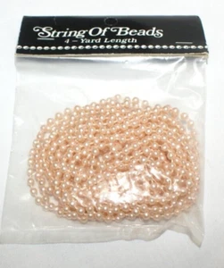 String of Beads 4mm Faux Pearl Garland 12 ft Peachy Pink Salmon Craft DIY Sewing - Picture 1 of 2