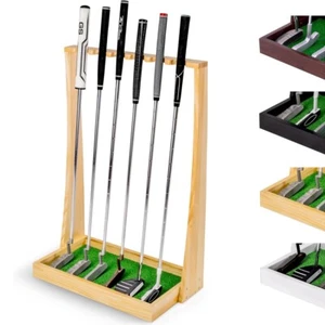 Soporte de madera para putter de golf estante de exhibición interior taco de piscina bastidores para 6 palos - Imagen 1 de 14