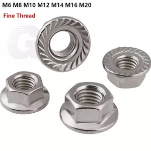 Flanschmuttern Sperrzahnmutter Mutter Feingewinde DIN 6923 Edelstahl A2 M6 - M20 - Bild 1 von 17