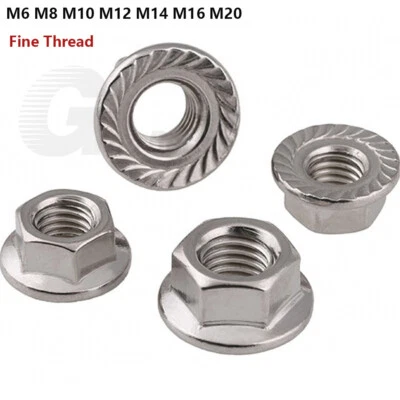 Flanschmuttern Sperrzahnmutter Mutter Feingewinde DIN 6923 Edelstahl A2 M6 - M20 - Bild 1 von 4