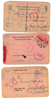 NS30 LOT OF 16 WW1 1915-16 AUSTRIAN POW  RUSSIA / SERBIA CARDS POSTED TO OR FROM - Image 1 of 4