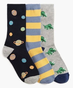J. Crew Boys' space dinosaur socks 3-Pack - CB304 - Size L - NWT - Picture 1 of 5