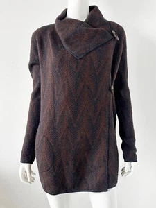 Peruvian Connection Cardigan Alpaca Wool Chevron Size XS Brown Black - Picture 1 of 4