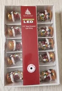 LED glass SANTA light string Christmas decor garland tablescape battery powered - Picture 1 of 14