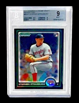 Stephen Strasburg 2010 Bowman refractores de tiro cromados #BDP1 BGS 9 como nuevo Beckett Foto 1 de 3