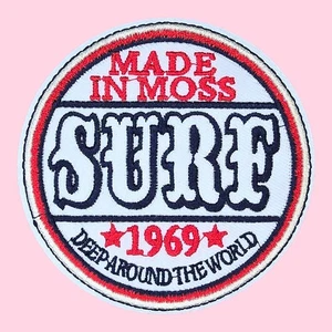 MADE IN MOSS SURF 1969 FUN SWIMMING BEACH CIRCLE APPLIQUE IRON ON PATCH 3.25" - Picture 1 of 4