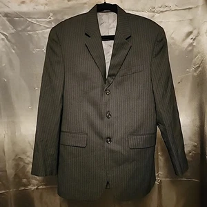 Chaps 38R Black Striped 100% Wool Mens Blazer Suit Jacket Sport Coat - Picture 1 of 17