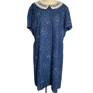 Boden Blue Botanical Print Dress Cream Stitched Collar - Picture 1 of 7