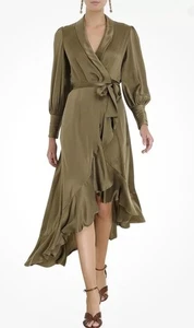 Zimmermann olive green  silk wrap midi dress size 0 - Bild 1 von 6