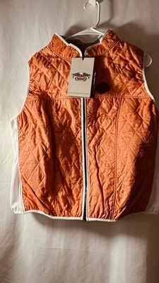 Harley-Davidson Mujer 2XL Chaleco Hidratación Naranja Blanco Acolchado Nuevo Con Etiquetas Equipo de Montación Foto 1 de 4