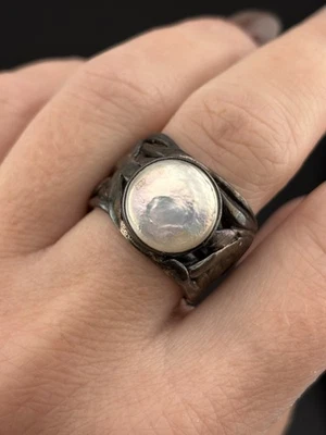 Anillo Israel Silpada Plata Esterlina Madreperla Banda Ancha Único Moderno talla 6 Foto 1 de 4