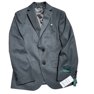 Lauren Ralph Lauren Boys Blazer Suit Jacket Size 10r Gray Black Buttons NWT - Picture 1 of 5