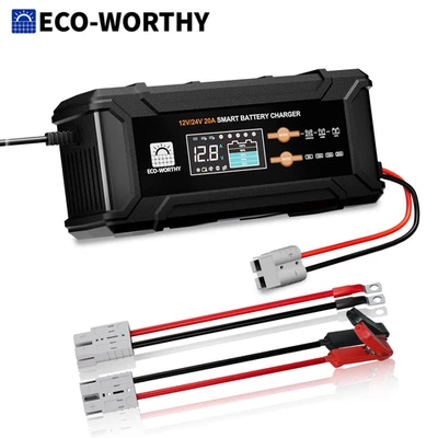 ECO-WORTHY 12V/24V 20A  Lithium LifePO4 Battery Charger 14.6V Maintenance - Image 1 of 4