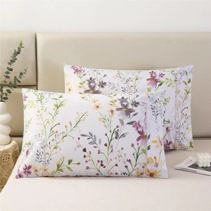 Cotton Pillowcases Set of 2 Queen Size Floral Printed Pillow Cases 20x30 Inches - Picture 1 of 9