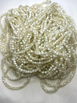 300 4.5mm Two-Tone Crackle Glass Beads Papaya Whip & White - Image 1 of 3