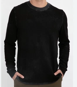 Herren Baumwolle Langarm Vintage Wash Baumwolle Citizen Presley Oberteil Schwarz XL Neu mit Etikett - Bild 1 von 7