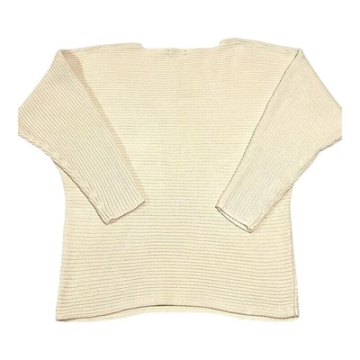 Suéter grande para mujer Lauren Ralph Lauren tejido crema mezcla de algodón cuello barco Foto 1 de 4