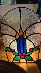 Vintage Christmas Candles STAINED GLASS CANDLE Table Lamp Christmas Decorations - Picture 1 of 15